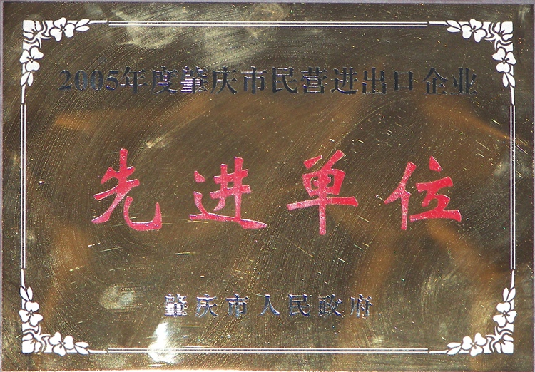 肇慶市民營(yíng)進(jìn)出口先進(jìn)單位