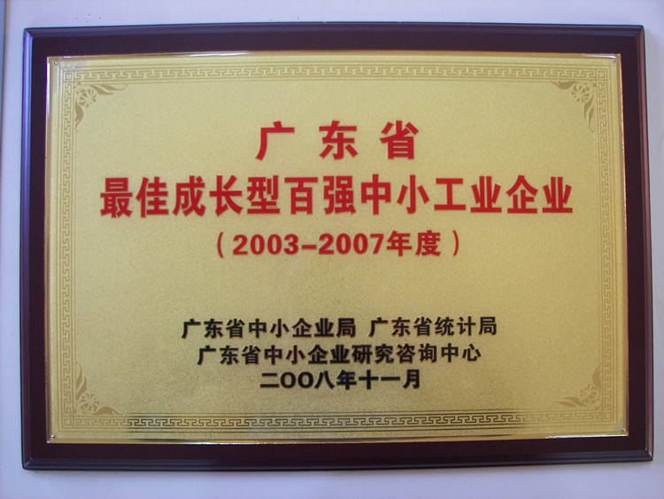 廣東省最佳成長(zhǎng)型百?gòu)?qiáng)中小工業(yè)企業(yè)